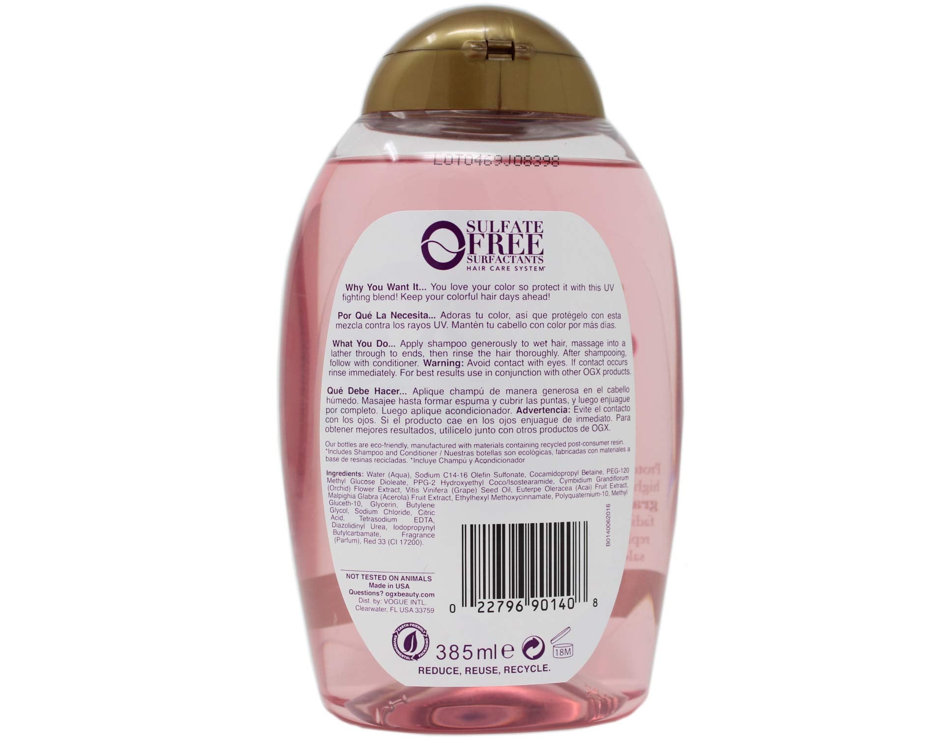 OGX Fade-Defying Orchid Oil Shampoo with UVA/UVB Sun Filters, 13 Ounces